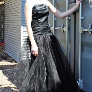Gothic Wedding Dress, Vintage 1980s Loralie, Black Tulle Dress, black wedding gown, XS/S Women image 9