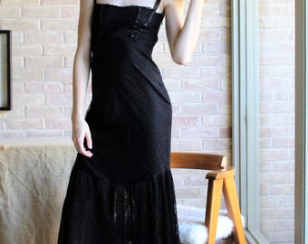 lunara long sleeve mini dress black Betsey Johnson Crushed Velvet Maxi Dress With Rosettes main image 0