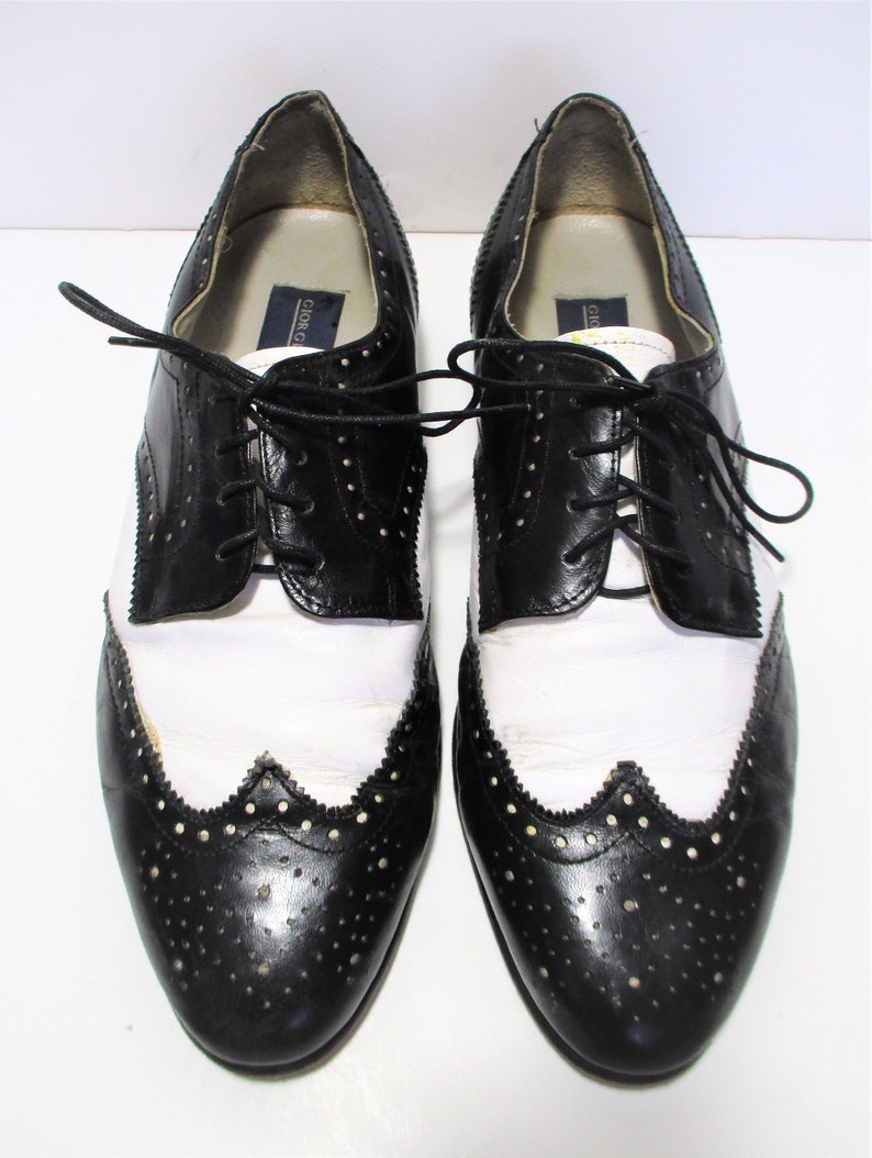 Vintage 1980s Giorgio Brutini Spectator Shoes 80s Style Black | Etsy