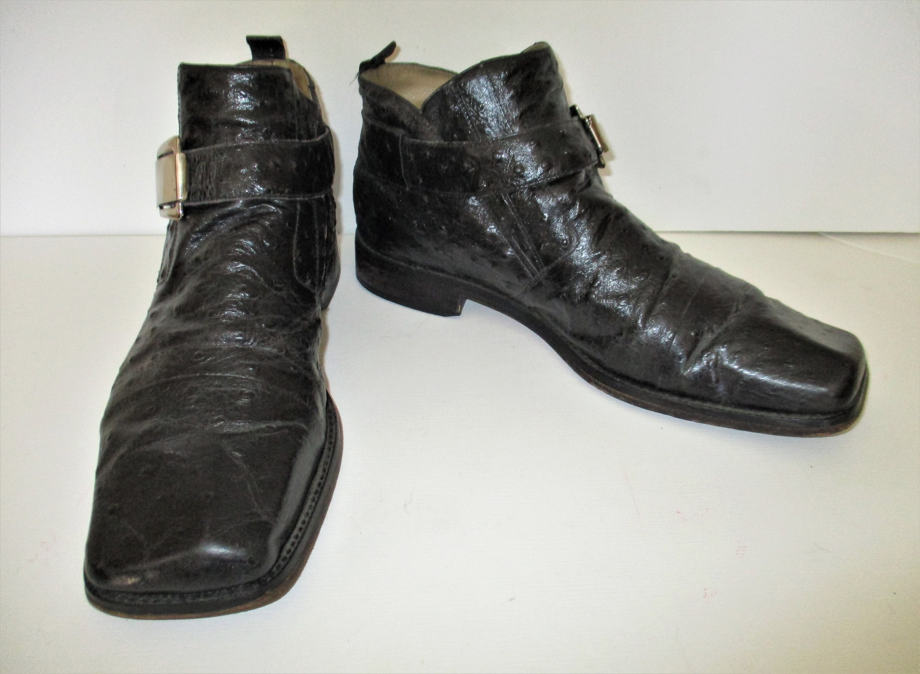 Vintage 1990s Giorgio Brutini Black Leather Ankle Boots, Size 12M