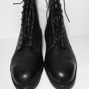 Combat Boots, Vintage 1980s Addison Shoe Company, 13XW Men, Black Leather Jump Boots, Lace Up, Steel Toe image 3