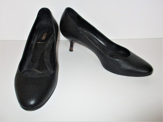 Vintage Pumps, Fendi Heels, Shoes, Black Lizard-E… - image 1