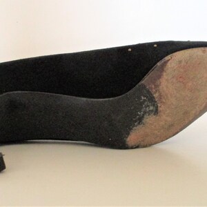 Pointed Toe Shoes, Vintage Stuart Weitzman Pumps, 9 AA Women, black suede, bronze studs image 6