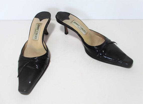 Jimmy Choo Vintage 90s Black Patent Leather Mules