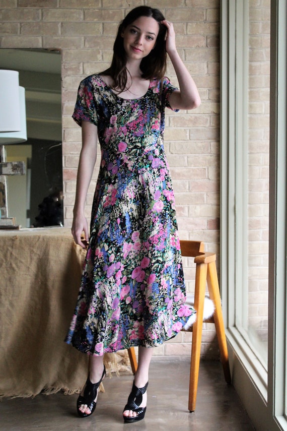 Short Sleeve Midi Dress Women Rabbit Designs Small Summer | Etsy