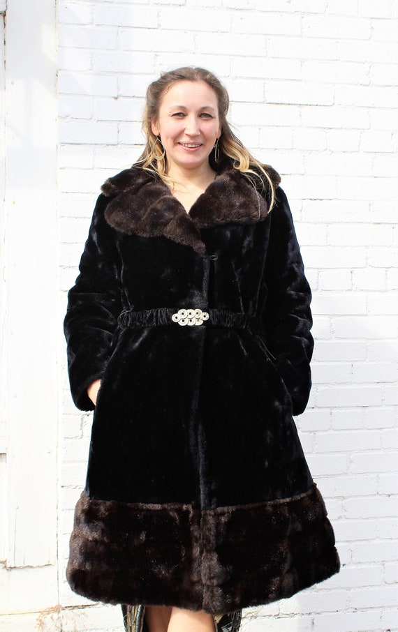 Faux Fur Coat, Vintage 1970s Borgazia, Fake Fur C… - image 4