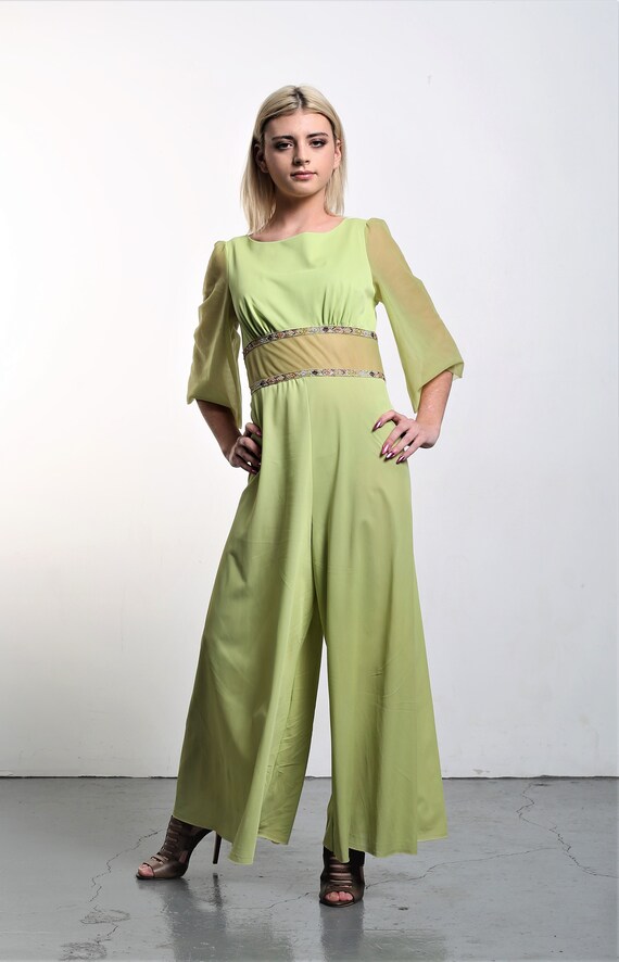 Vintage 1960s Movie Star Palazzo Jumpsuit Small Wo