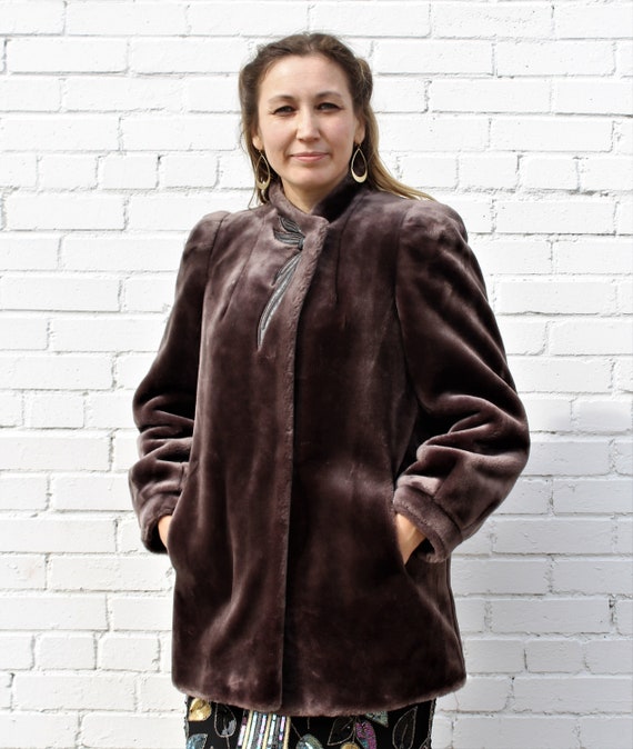 Vintage 1970s Sasson Faux Fur Coat Small Women Jac
