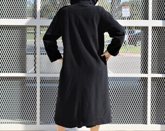 Hoodie Coat, Vintage 1990s Forecaster Black Coat, Wool Blend