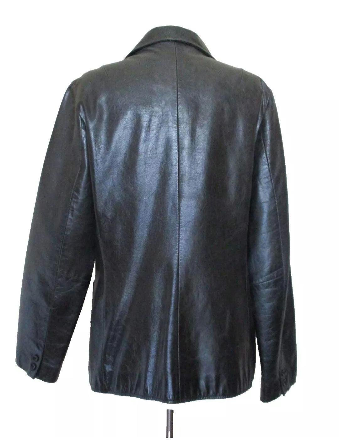 Blouson Bomber Vintage GAP En Cuir Véritable - Taille M, Couleur Beige/marron - Crop, Col Zippé