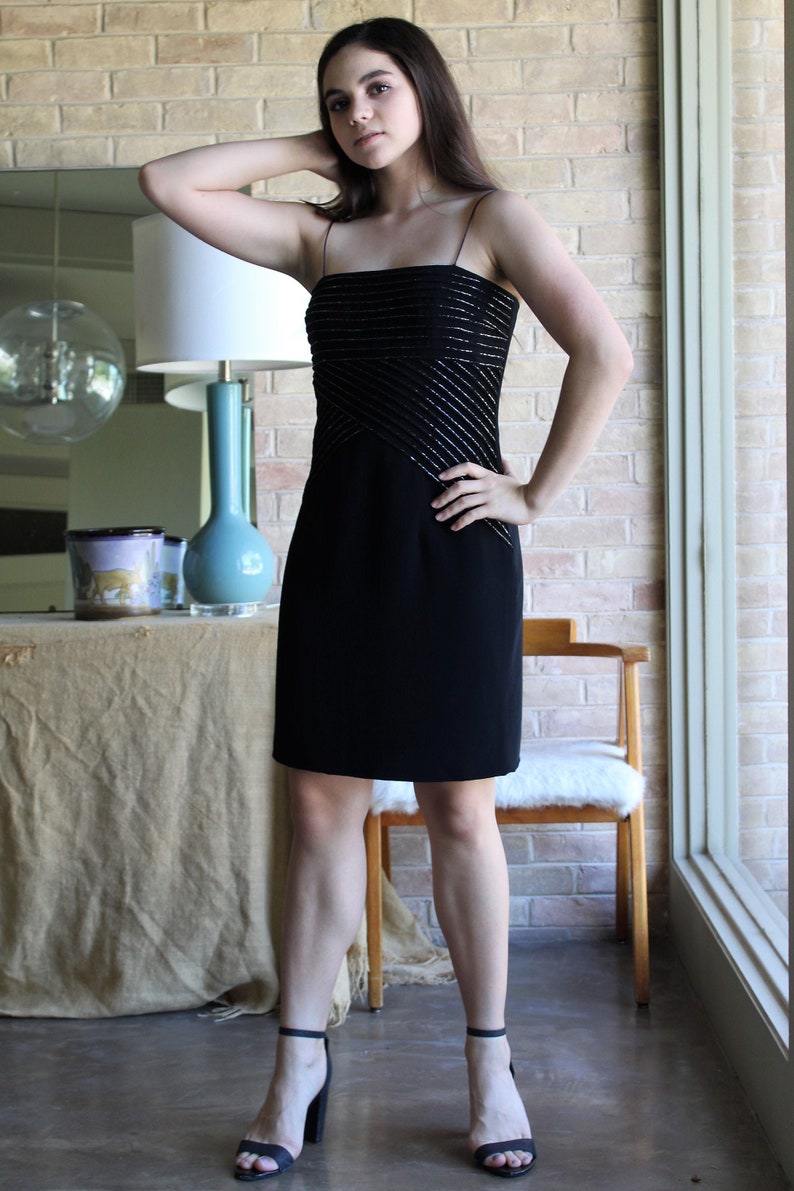Little Black Dress Vintage Bob Mackie Boutique Small Women LBD beaded