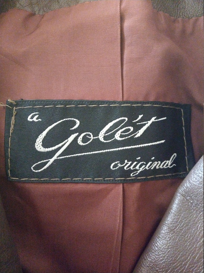 1960s Coat, Vintage Golet Originals Brown Leather Coat, Large Women, belted image 10