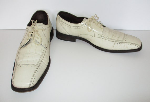 Vintage 1990s Stacy Adams Shoes, Cream Oxfords, P… - image 1