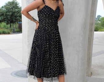 Betsey Johnson Dress, Vintage 1990s, Cocktail Dress, Black Spiderweb Lace, size 4