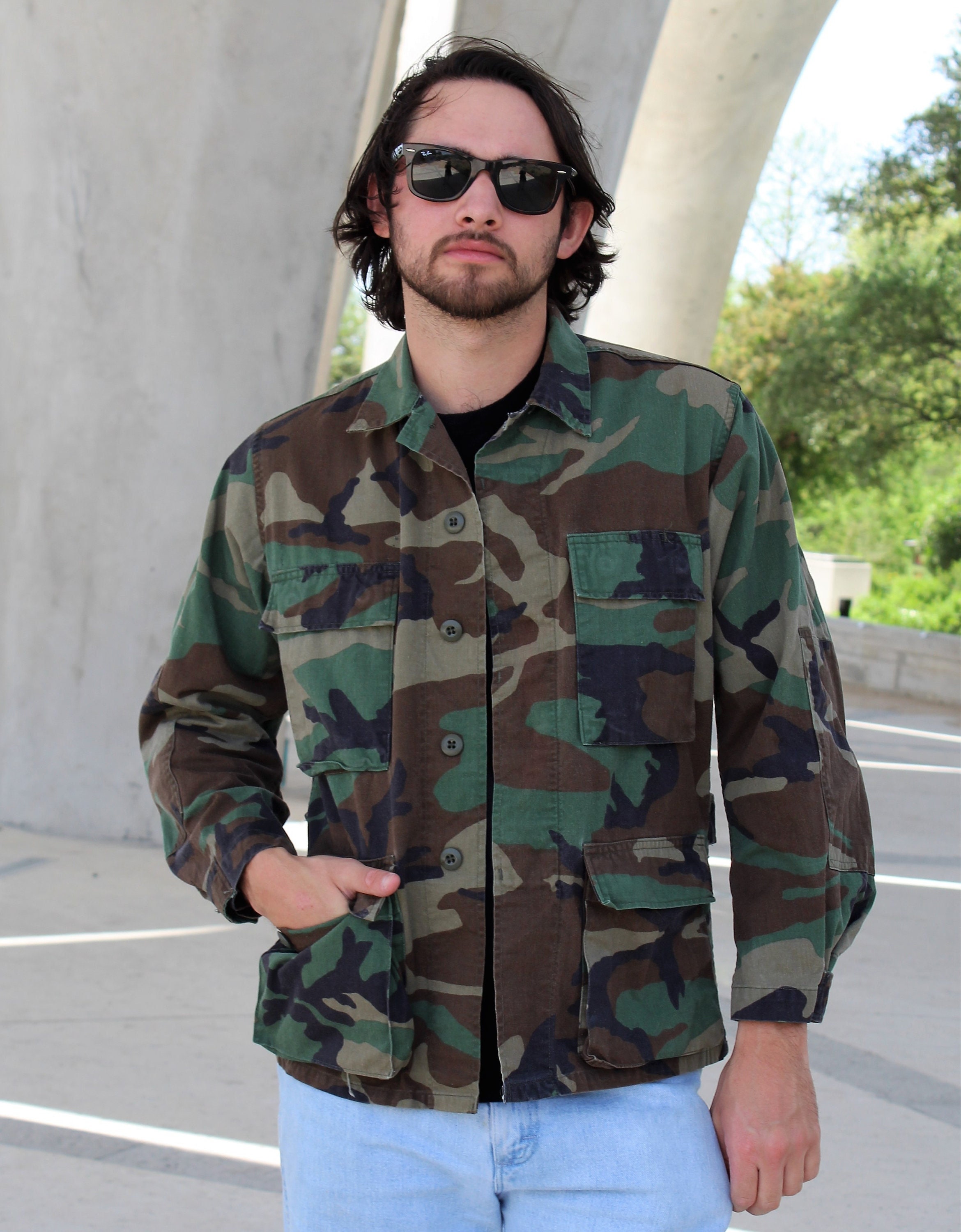 Vintage Military Style Jacket Men 90s Camouflage Jacket Army -  Denmark