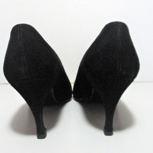 Pointed Toe Shoes, Vintage Stuart Weitzman Pumps, 9 AA Women, black suede, bronze studs image 5