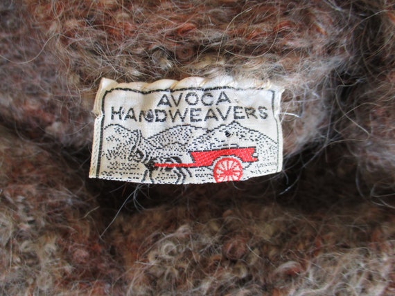 Vintage 1970s Avoca Handweavers Cardigan Medium Women Shades of Brown Fuzzy Wool Pile Hand Knitted