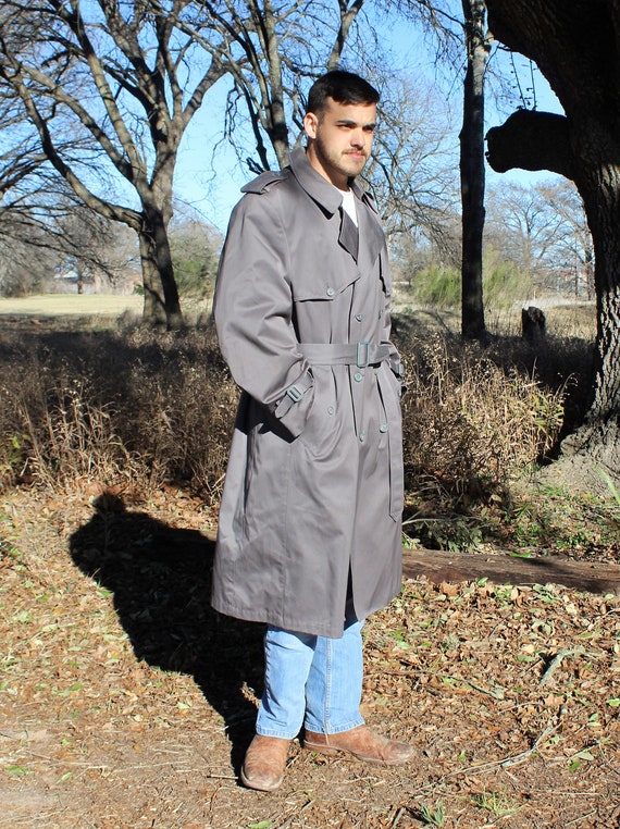 Vintage 1970s Stratojac Trench Coat 46R Men Gray Cotton - Etsy Norway