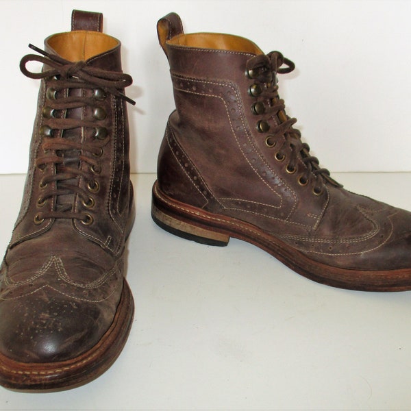 Vintage Stacy Adams Ankle Boots 7D Men brown leather brogue lace up