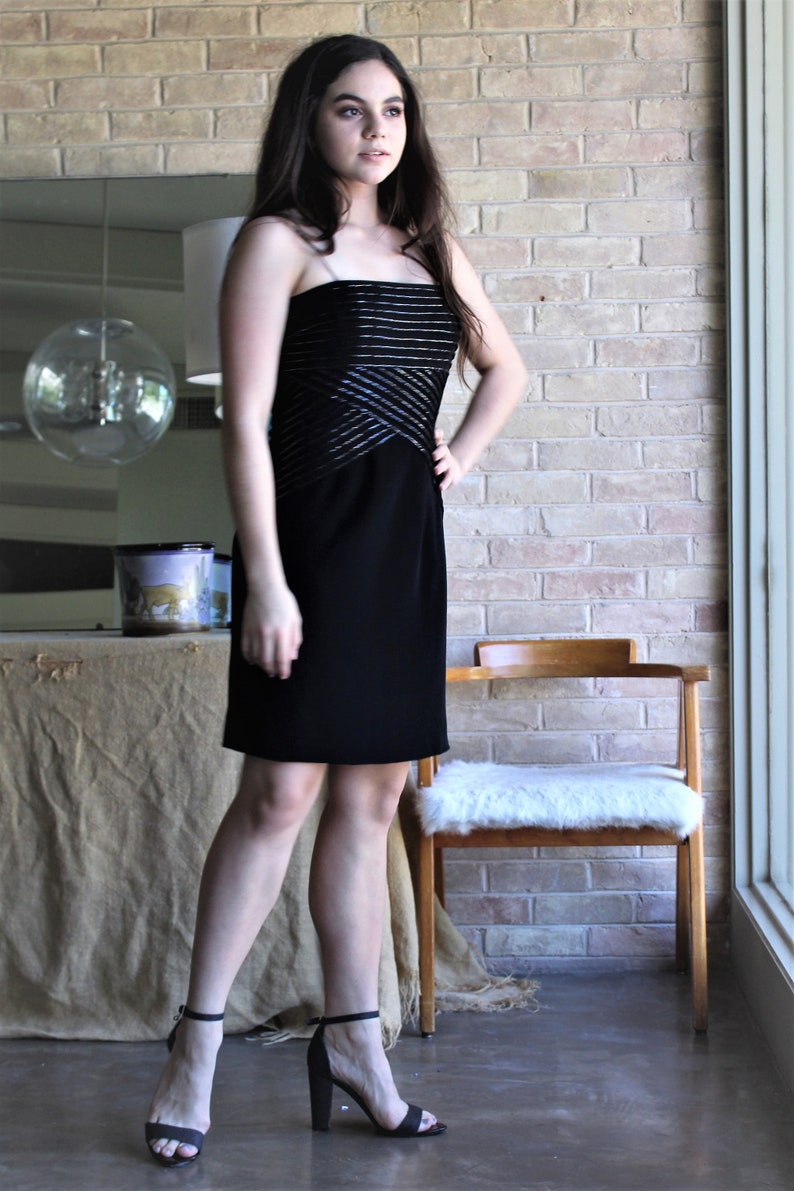 Little Black Dress Vintage Bob Mackie Boutique Small Women LBD beaded