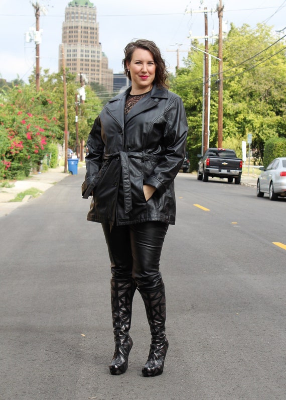 Vintage 1990s Wilsons Leather Short Trench Coat Ja