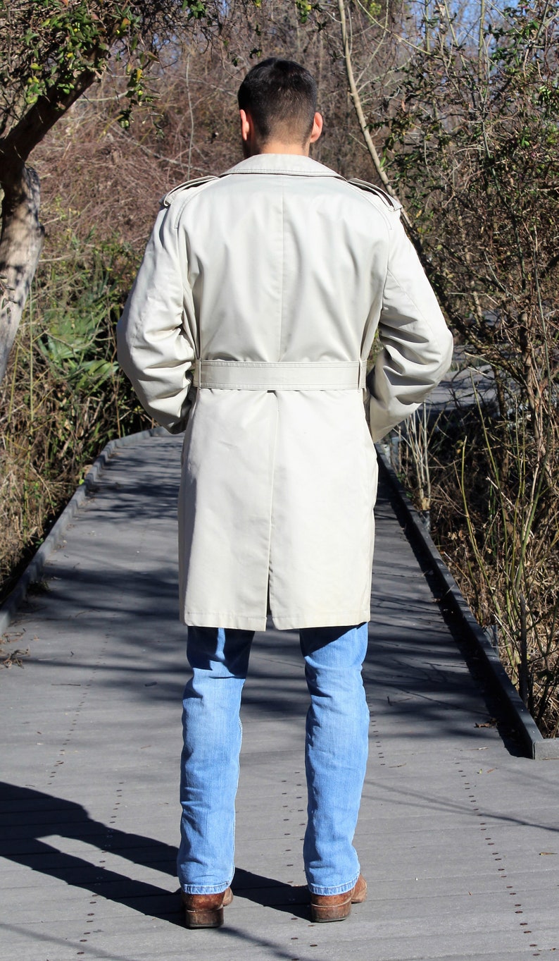 Mens Trench Coat, Vintage 1970s Cortefeil, 42S Men, Khaki, All Weather Rain Coat, Removable Wool Liner image 4