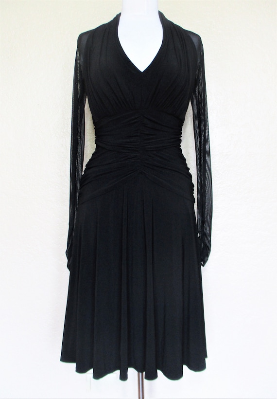 Vintage 1990s Tadashi Black Cocktail Dress, Small 