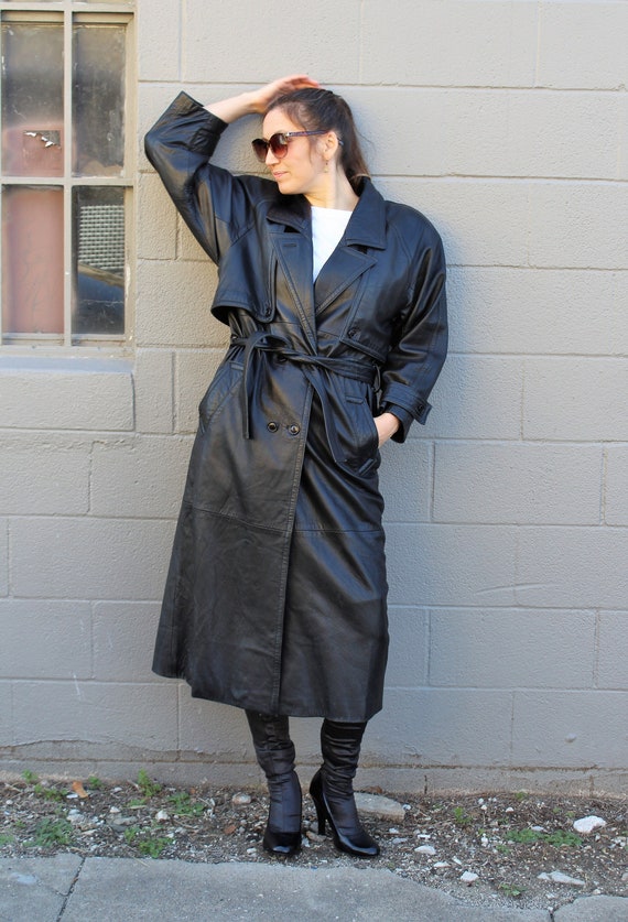 North Beach Leather, Long Leather Coat, Vintage Mi