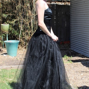 Gothic Wedding Dress, Vintage 1980s Loralie, Black Tulle Dress, black wedding gown, XS/S Women image 3