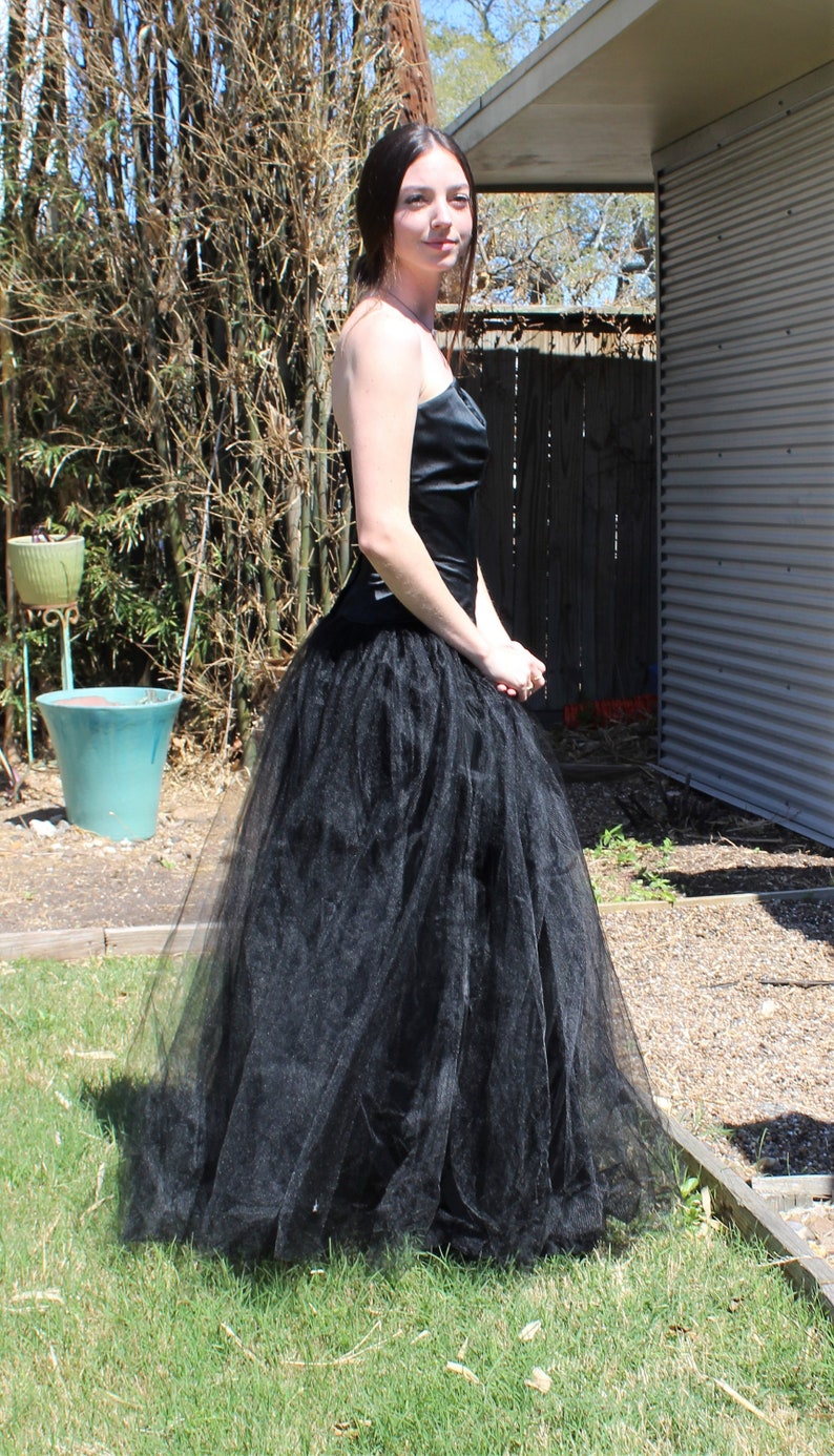 Gothic Wedding Dress, Vintage 1980s Loralie, Black Tulle Dress, black wedding gown, XS/S Women image 3