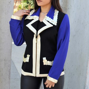 Embellished Jacket, 80s Blazer, Vintage Evelyne Mandel Blazer, Size 38 Women, Button Detail image 6