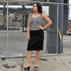 Vintage Skirt Outfit, 1990s Constance Saunders, Two Piece Suit, Black and White, 2 Women, Vest Top image 8