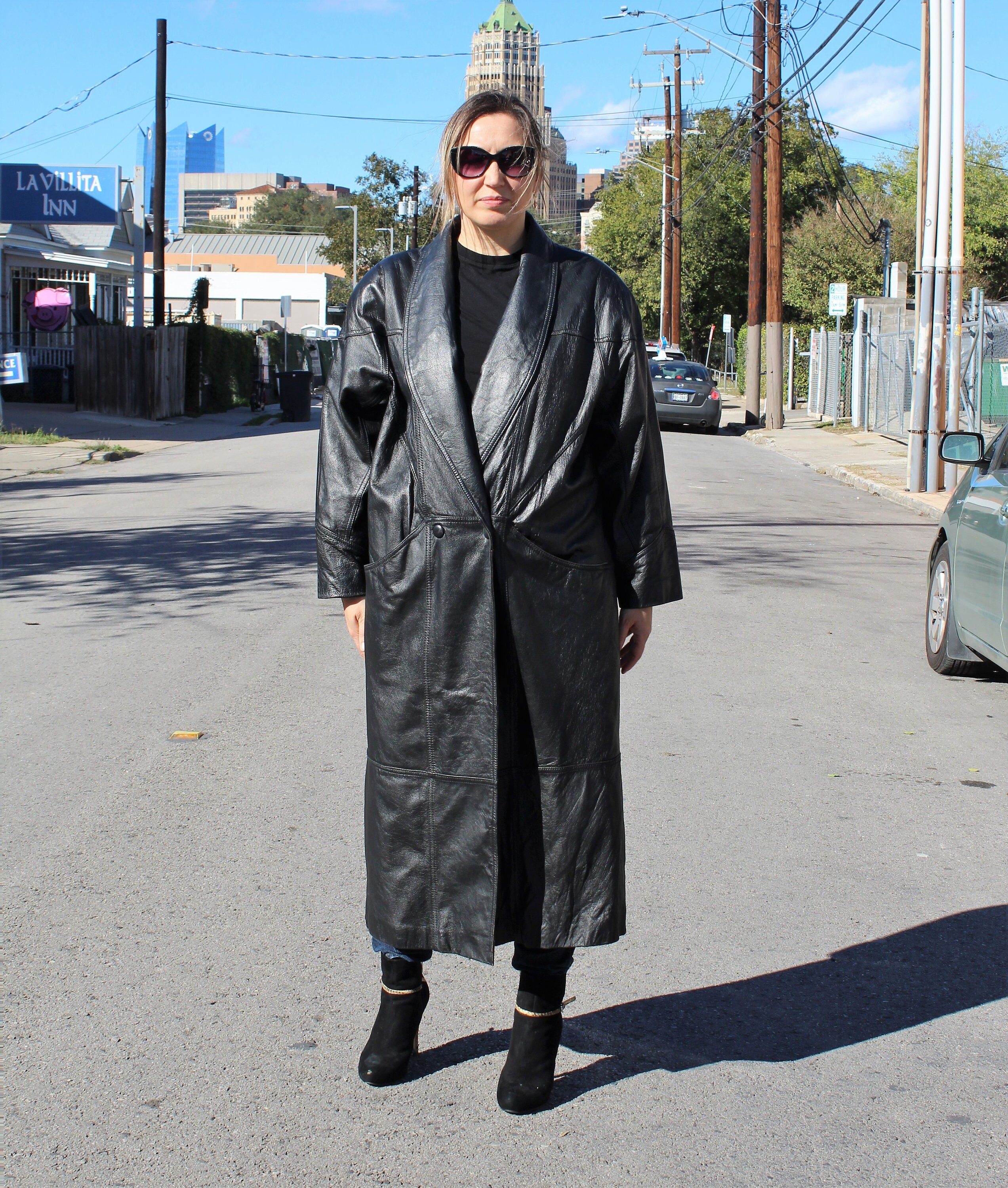 Vintage 1980s Wilsons Leather Black Maxi Coat Size L Women - Etsy