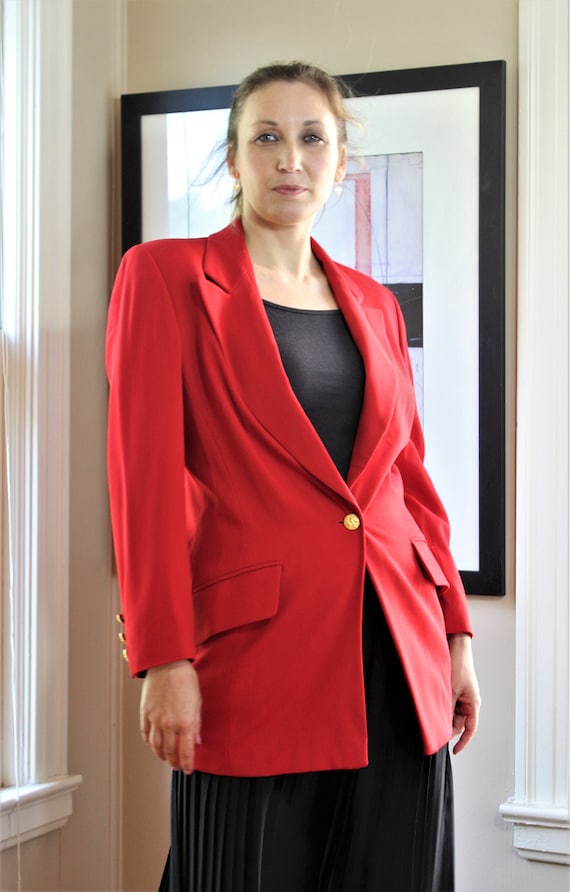 80s Escada, Vintage Margaretha Ley, Red Wool Blaze