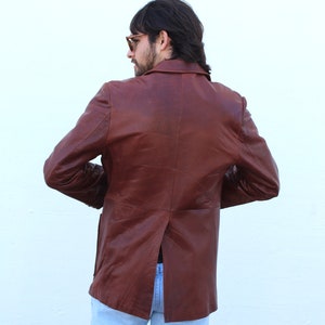 Vintage 1990s Cellini Collection Brown Leather Blazer, Size 40 Men, Leather Jacket image 4