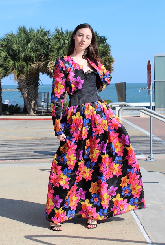 Vintage 1980s Fiandaca Evening Gown & Bolero Jacke