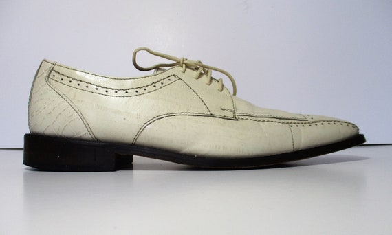 Vintage 1990s Stacy Adams Shoes, Cream Oxfords, P… - image 4