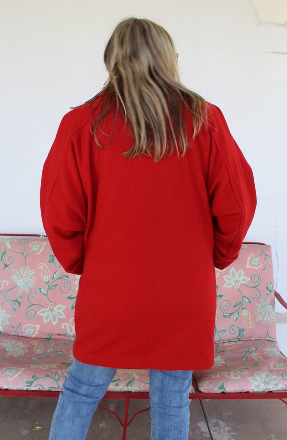 Red Wool Coat, Medium Women, Red Jacket, Peacoat,… - image 5