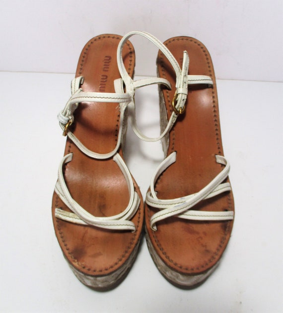 Vintage Miu Miu Prada Platform Sandals, 37.5, Str… - image 3