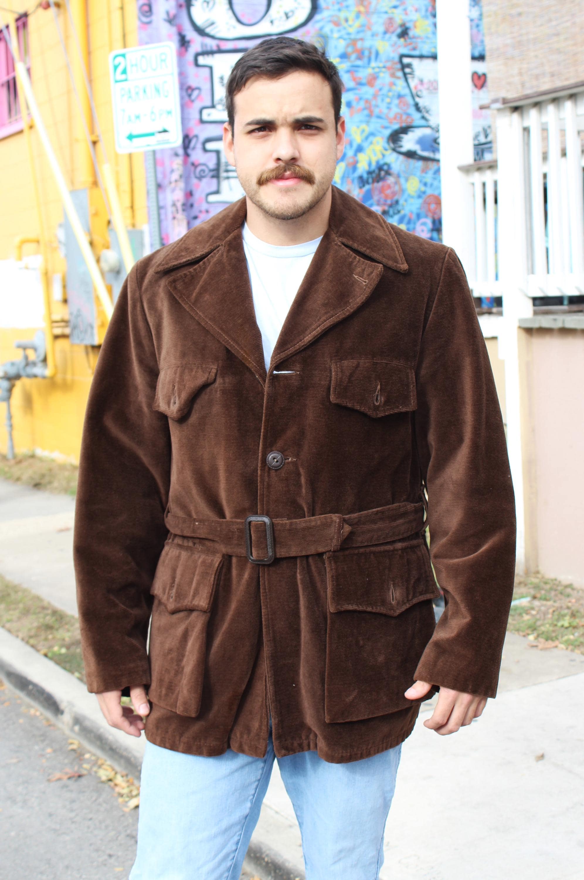 Vintage 1970s Towncraft Penneys Coat, Large Men, Brown Corduroy