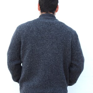 Vintage L.L. Bean Cardigan Sweater, XL Men, Gray Lambswool, Flannel Lining, Slouchy Grandpa Style image 4