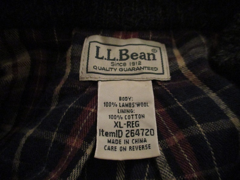 Vintage L.L. Bean Cardigan Sweater, XL Men, Gray Lambswool, Flannel Lining, Slouchy Grandpa Style image 8