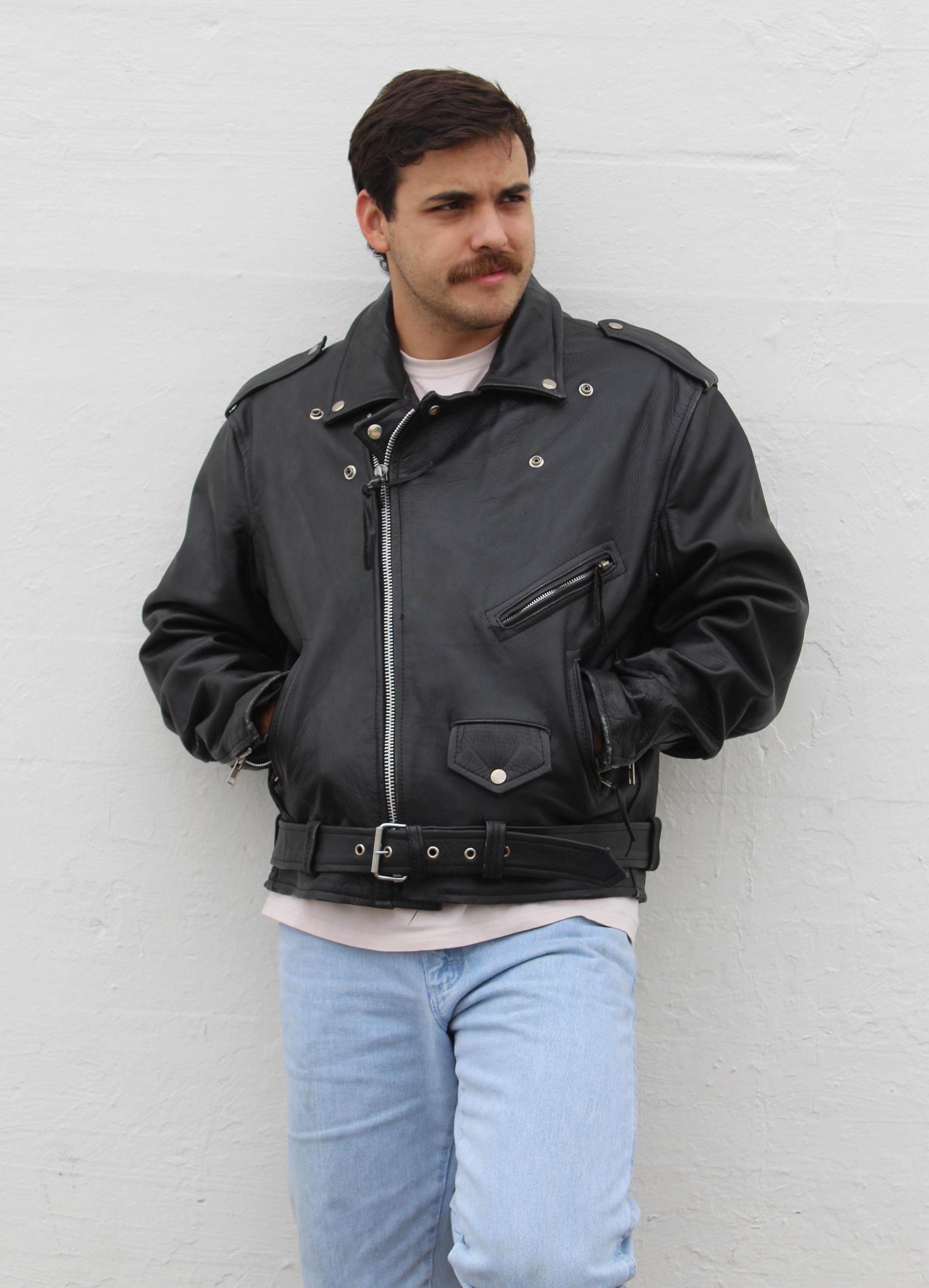 ジャケット・アウター 90s   jeans leather jacket Vintage 90s Leather Biker Jacket, Punk Rocker Style (XL/2XL) - Etsy