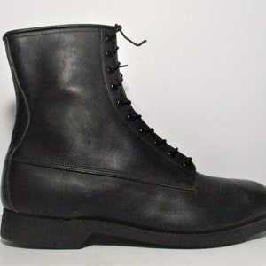 Combat Boots, Vintage 1980s Addison Shoe Company, 13XW Men, Black Leather Jump Boots, Lace Up, Steel Toe image 4