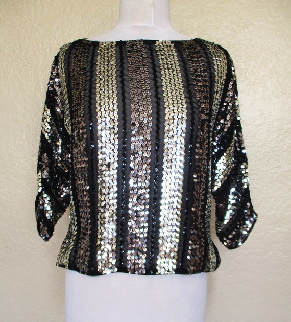 Sequin Top, Vintage 1970s, Charles Glueck, Small W