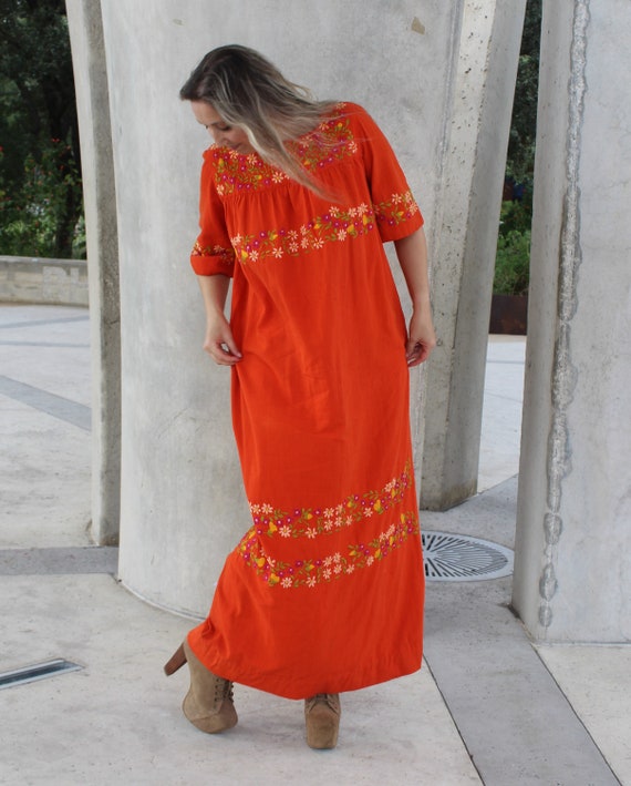 Mexican Dress, Vintage 60s/70s, M/L, Kaftan Dress… - image 4