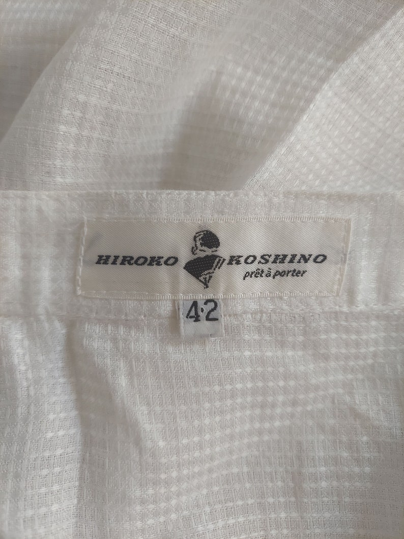Wrap Around Skirt, Vintage 1990s Hiroko Koshino, 42 Women, off white linen blend midi image 10