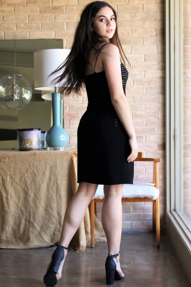 Little Black Dress Vintage Bob Mackie Boutique Small Women LBD beaded