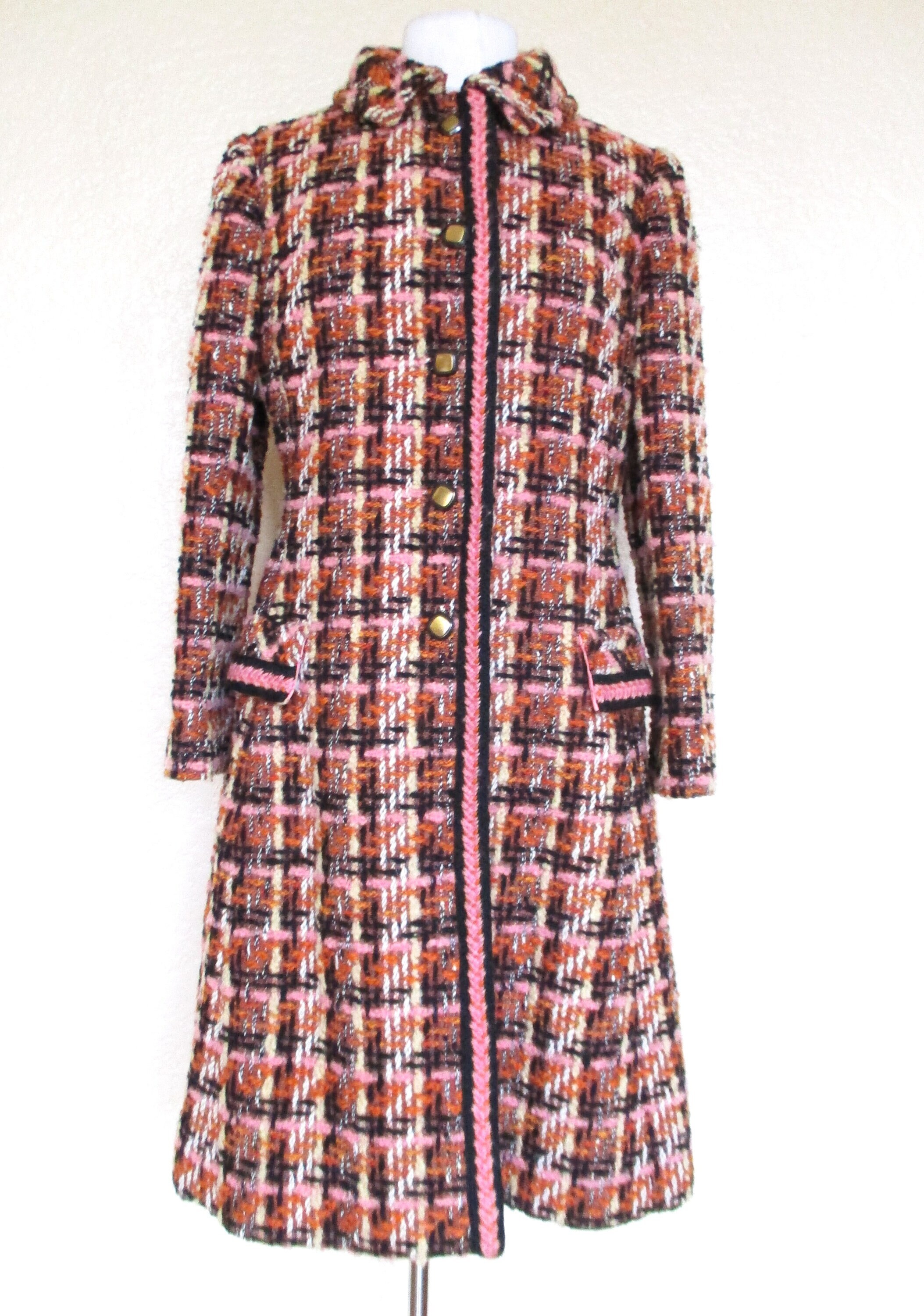 1960s Coats and Jackets Vintage Tweed Coat, 60S Coat Women, Medium, Multicolor $150.00 AT vintagedancer.com