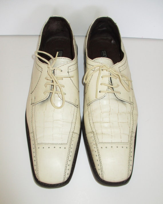 Vintage 1990s Stacy Adams Shoes, Cream Oxfords, P… - image 3